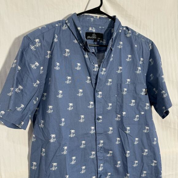 Molokai Surf Co. Short Sleeve Button Down Men’s Size Large Palm Tree Sail Print - Picture 1 of 6